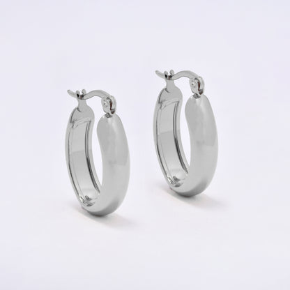 SSYE6810 - Steel 25mm x 18mm x 6mm oval hoop earring