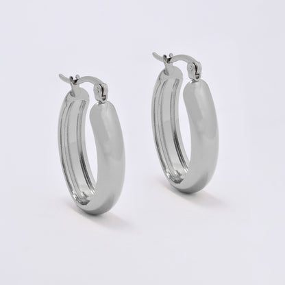 SSYE6811 - Steel 29mm x 20mm x 6mm oval hoop earring