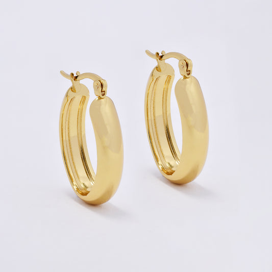 SSYE6811 - Steel 25mm x 6mm oval hoop earring