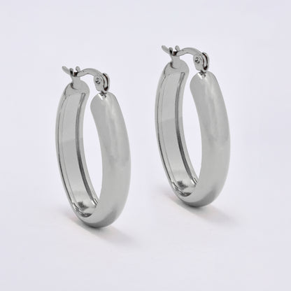 SSYE6812 - Steel 32mm x 23mm x 6mm oval hoop earring