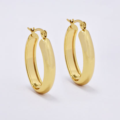 SSYE6812 - Steel 32mm x 23mm x 6mm oval hoop earring