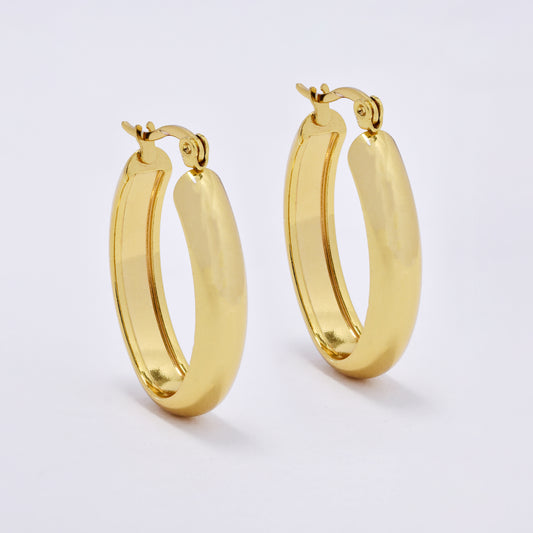 SSYE6812 - Steel 28mm x 6mm oval hoop earring