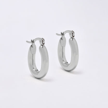 SSYE6820 - Steel 22mm x 17mm x 4mm oval hoop earrings