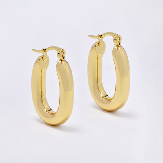 SSYE6821 - Steel 24mm x 5mm oval hoop earrings
