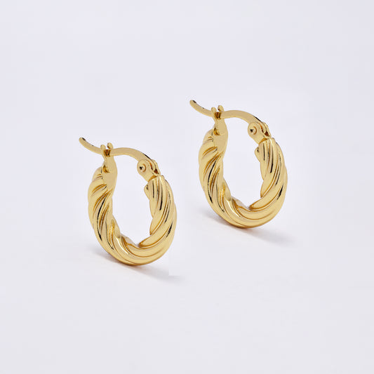 SSYE6823 - Steel 17mm x 4mm twisty hoop earrings