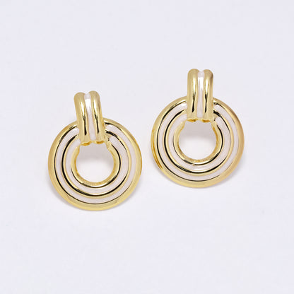 SSYE6840 - Steel round enamel detail stud earring