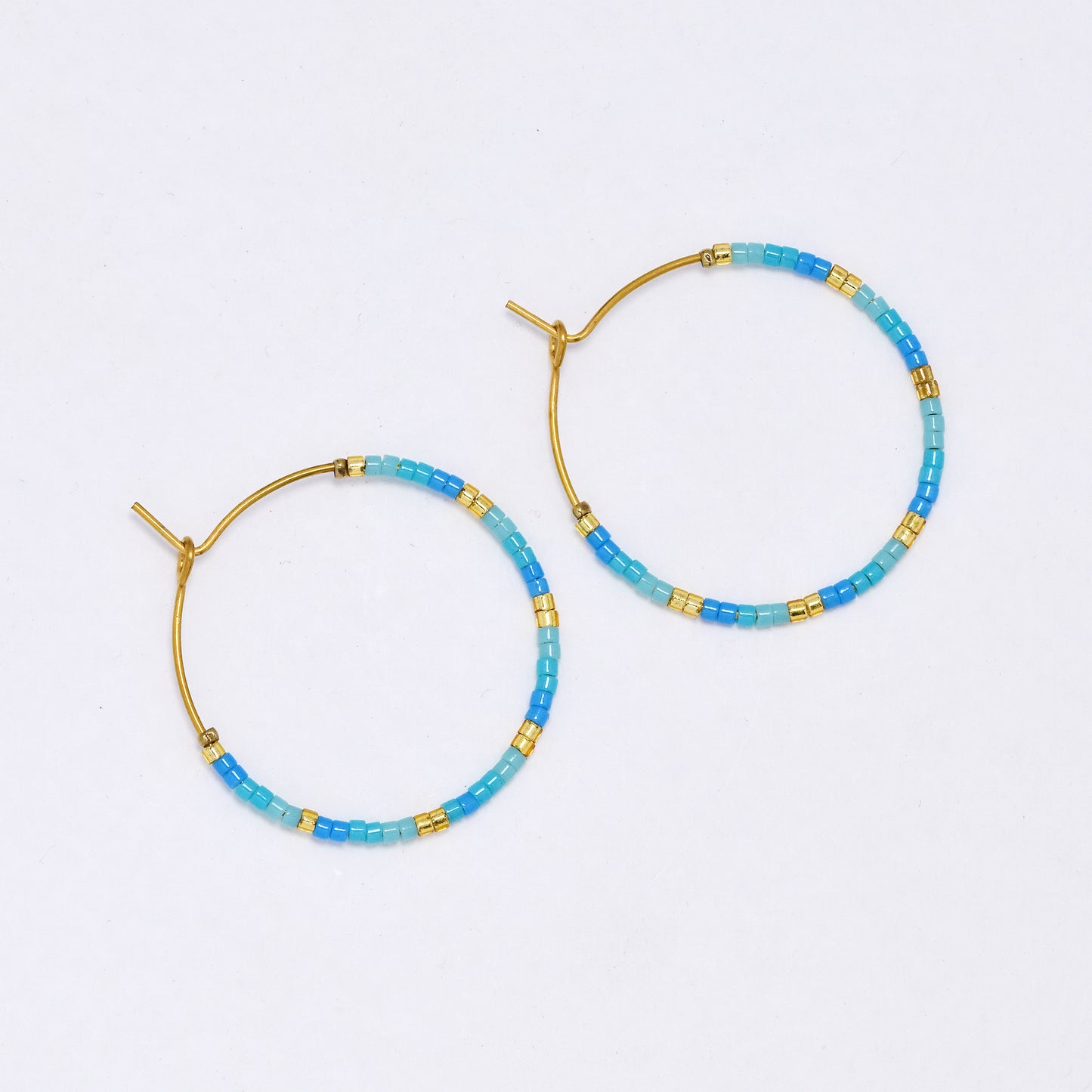 SSYE6942 - Steel 30mm miyuki bead hoop earrings