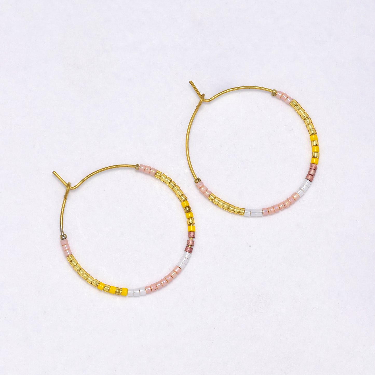SSYE6942 - Steel 30mm miyuki bead hoop earrings