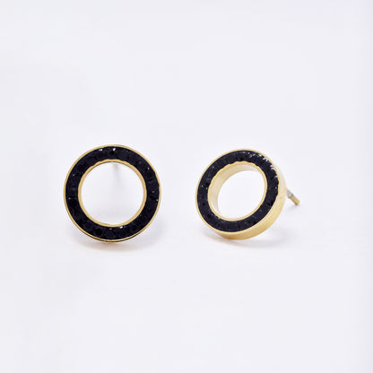 SSYE6957 - Steel 10mm round cutout CZ stud earring