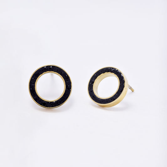 SSYE6957 - Steel 10mm round cutout CZ stud earring