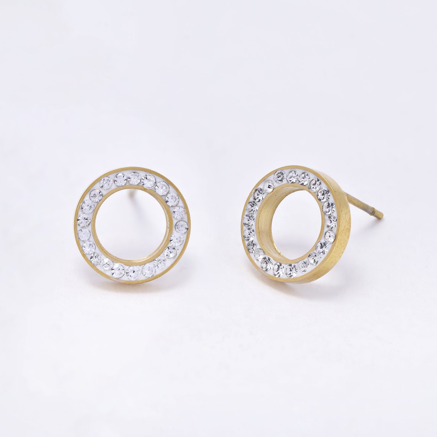 SSYE6957 - Steel 10mm round cutout CZ stud earring