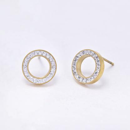 SSYE6957 - Steel 10mm round cutout CZ stud earring