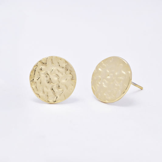 SSYE6960 - Steel 11.5mm round hammered stud earring