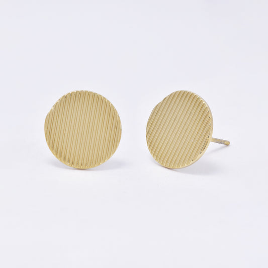 SSYE6961 - Steel 11mm round striped stud earring