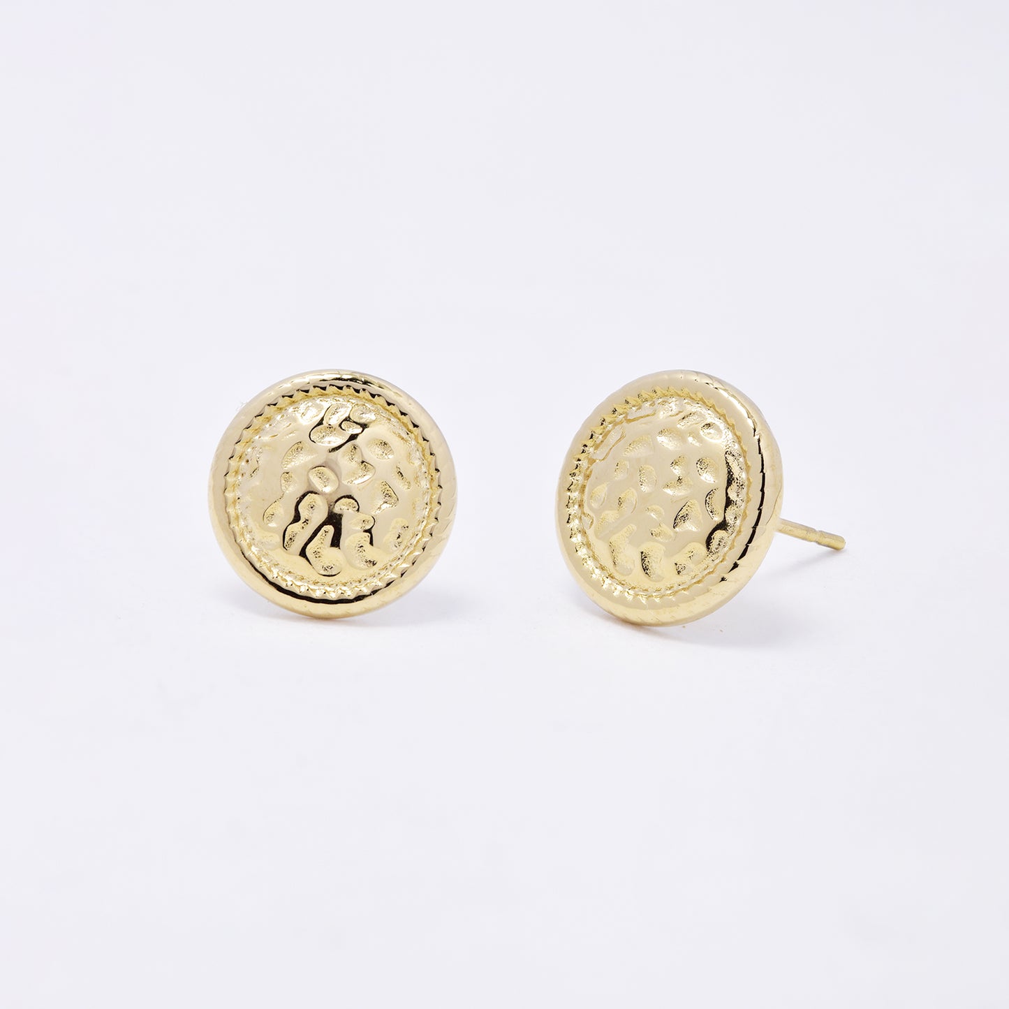 SSYE6962 - Steel 11mm hammered coin stud earring