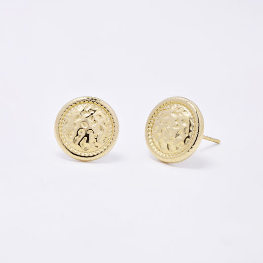 SSYE6962 - Steel 11mm hammered coin stud earring