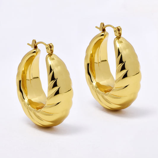 SSYE7089 - Steel 31mm x 11mm chunky creole hoop earrings