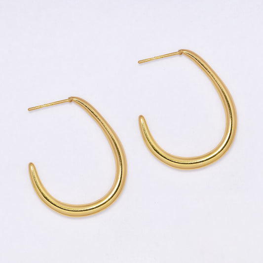SSYE7090 - Steel 35mm x 3mm half hoop stud earrings