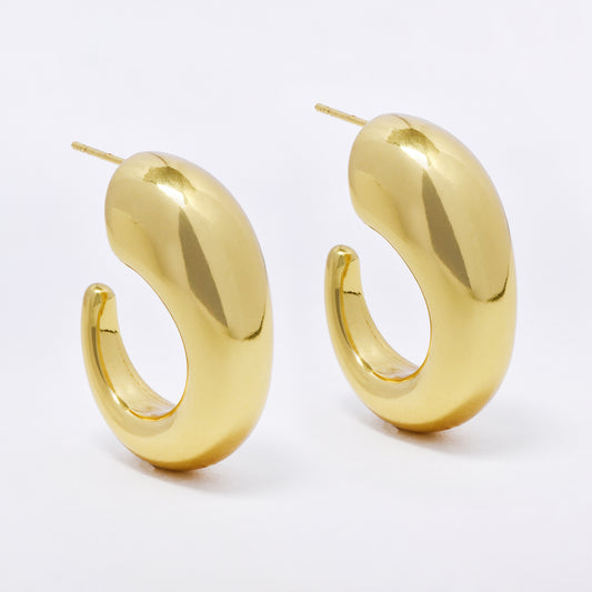 SSYE7093 - Steel 33mm x 13mm chunky half hoop stud earring