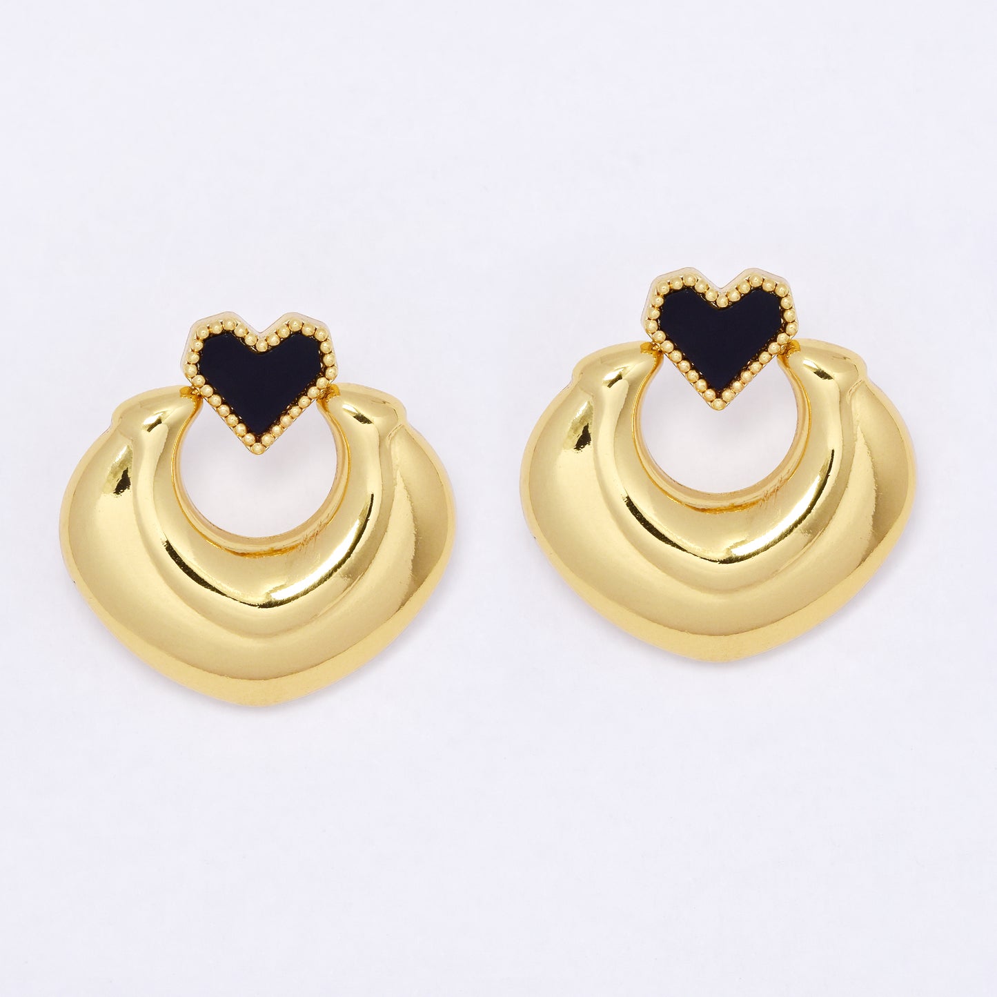 SSYE7094 - Steel 28mm   enamel heart stud earring