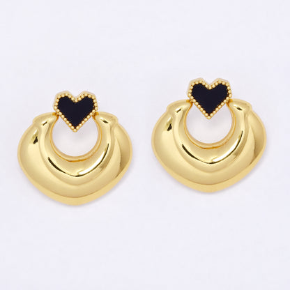 SSYE7094 - Steel 28mm   enamel heart stud earring