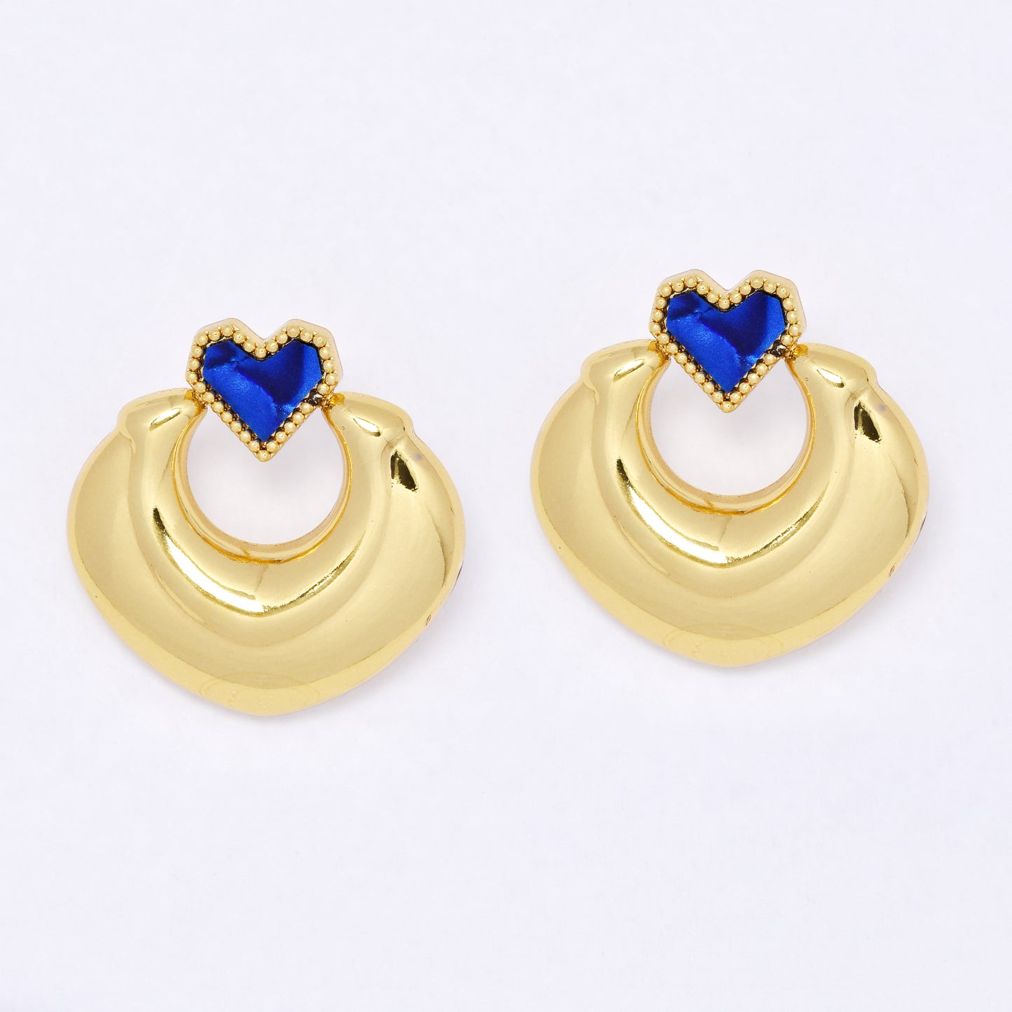 SSYE7094 - Steel 28mm   enamel heart stud earring