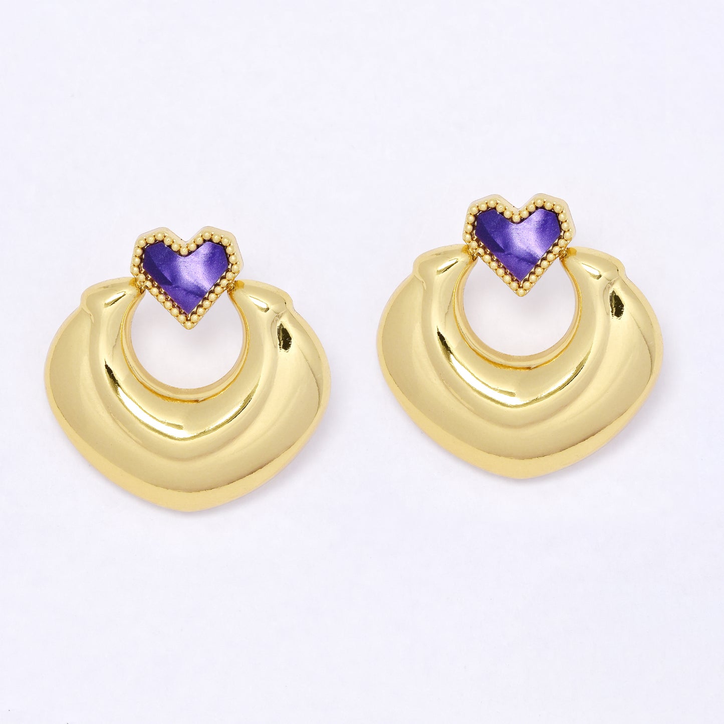 SSYE7094 - Steel 28mm   enamel heart stud earring