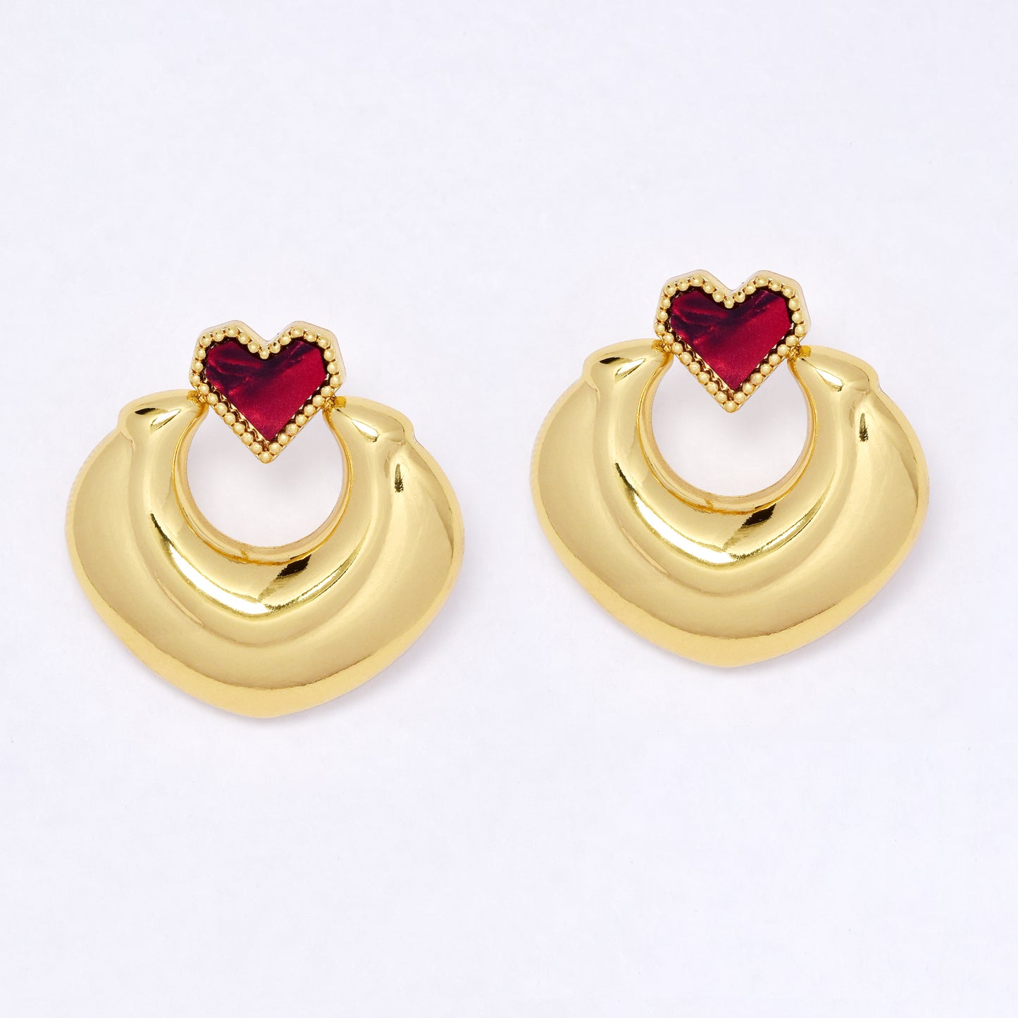 SSYE7094 - Steel 28mm   enamel heart stud earring