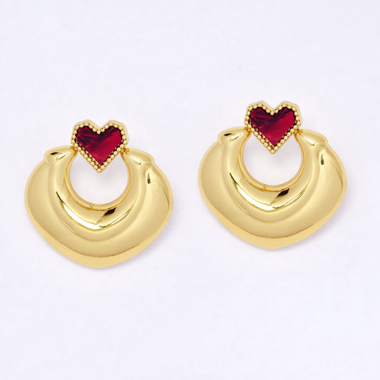 SSYE7094 - Steel 28mm   enamel heart stud earring