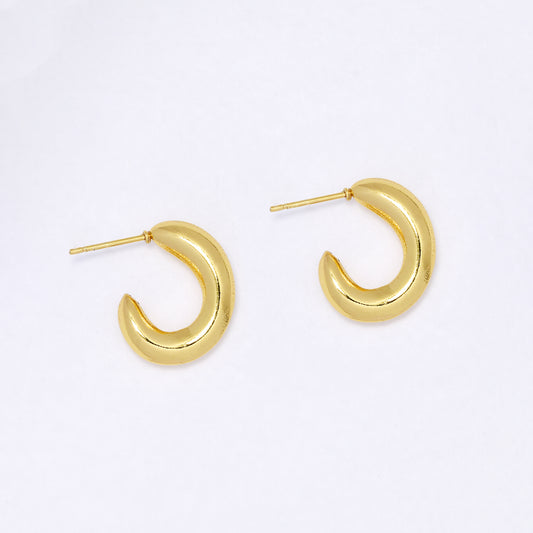 SSYE7098 - Steel 19mm x 4mm half hoop stud earrings