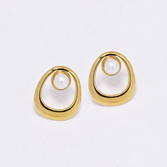 SSYE7115 - Steel 21mm x 18mm lined drop stud earring