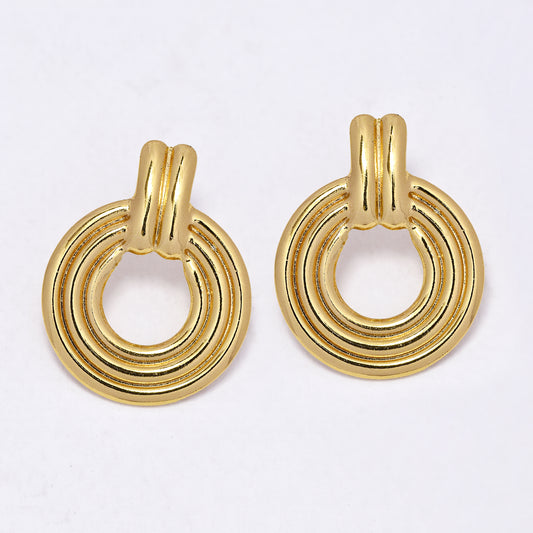 SSYE7118 - Steel 31mm x 25mm statement circle stud earring