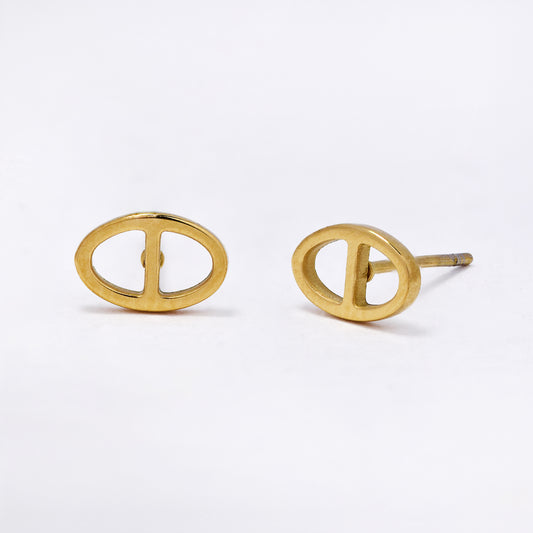 SSYE7119 - Steel 8mm x 5mm mariner link stud earrings
