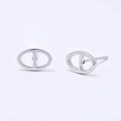 SSYE7119 - Steel 8mm x 5mm mariner link stud earrings