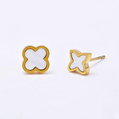 SSYE7120 - Steel 6mm mismatched flower stud earrings