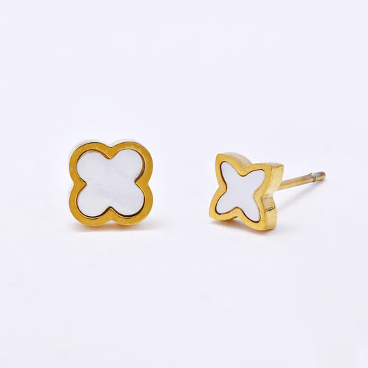 SSYE7120 - Steel 6mm mismatched flower stud earrings