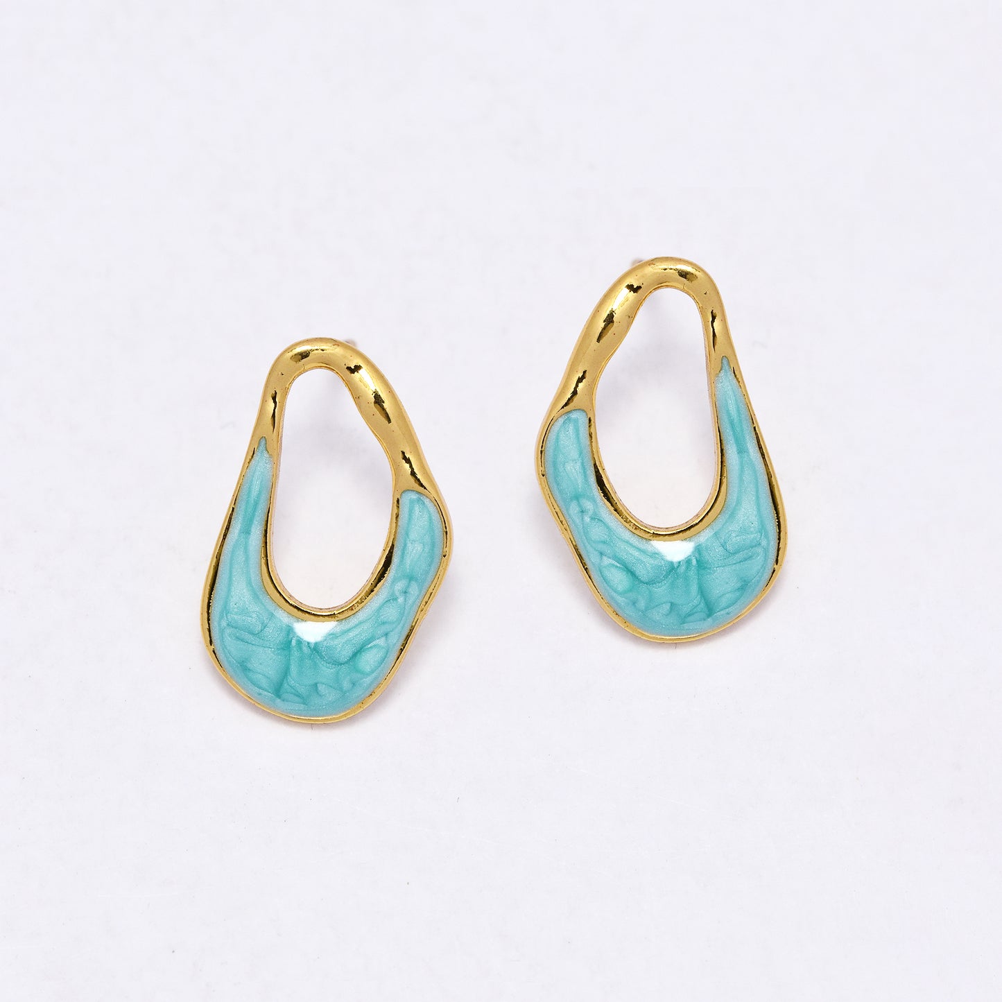 SSYE7121 - Steel 20mm enamel organic shaped stud earring
