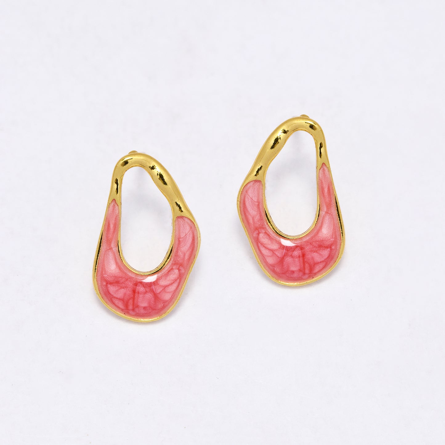 SSYE7121 - Steel 20mm enamel organic shaped stud earring