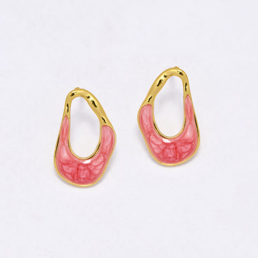 SSYE7121 - Steel 20mm enamel organic shaped stud earring