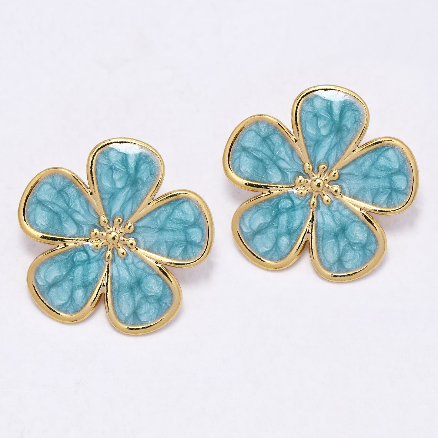 SSYE7122 - Steel 25mm enamel flower stud earring
