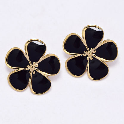 SSYE7122 - Steel 25mm enamel flower stud earring