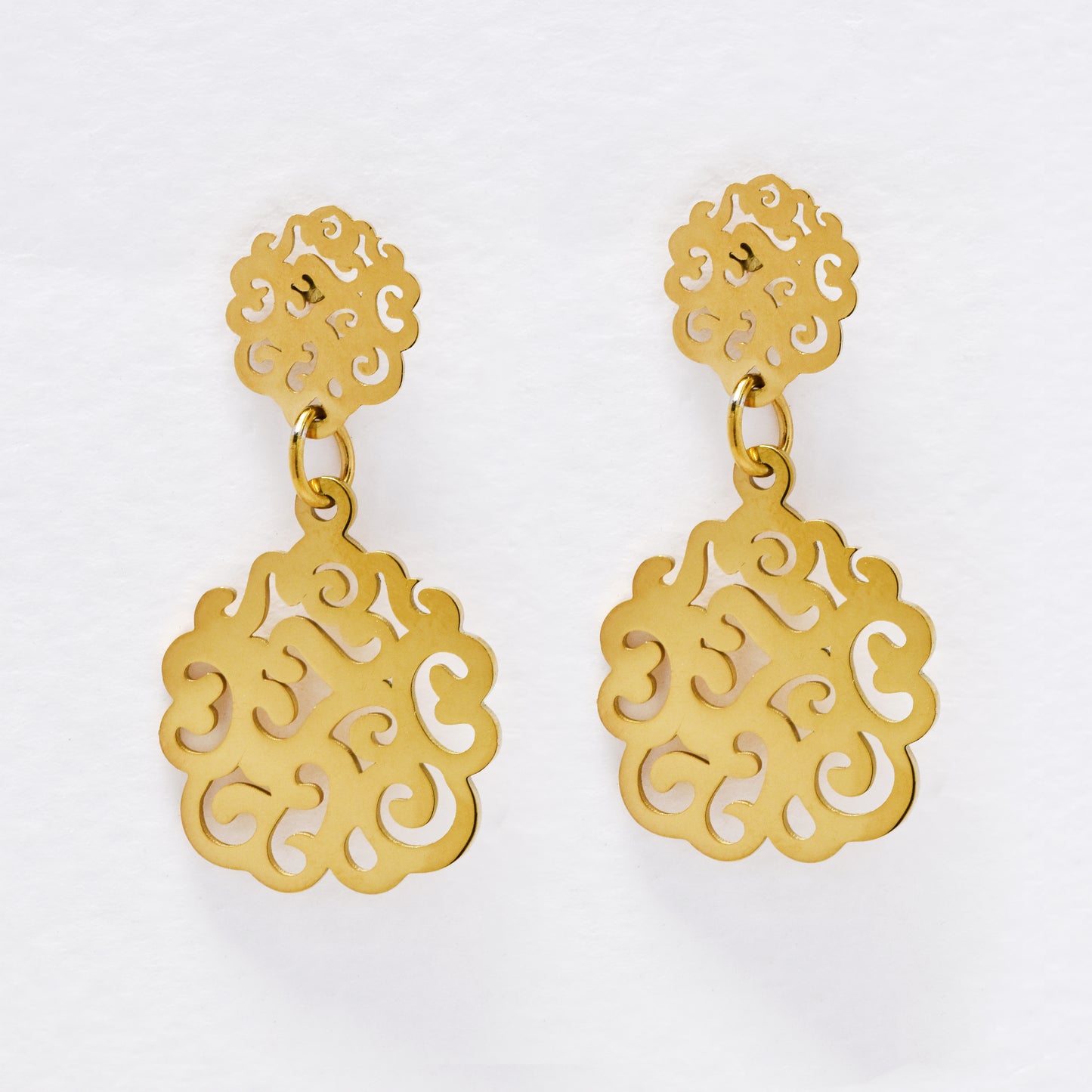 SSYE7173 - Steel lattice drop stud earring