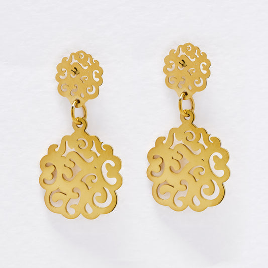 SSYE7173 - Steel lattice drop stud earring