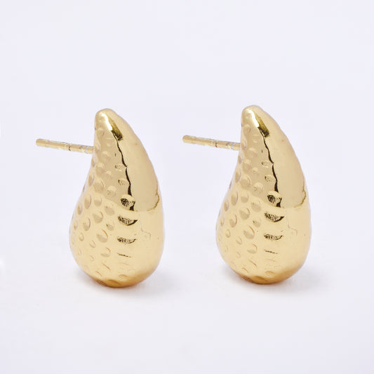 SSYE7275 - Steel 19mm x 9mm dotted teardrop stud earring