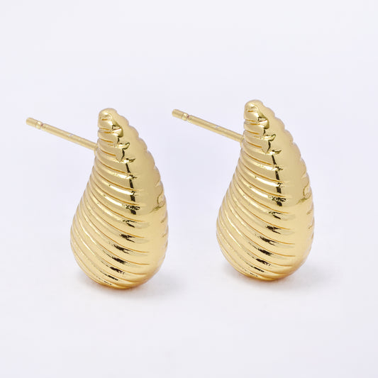SSYE7276 - Steel 19mm x 9mm lined teardrop stud earring
