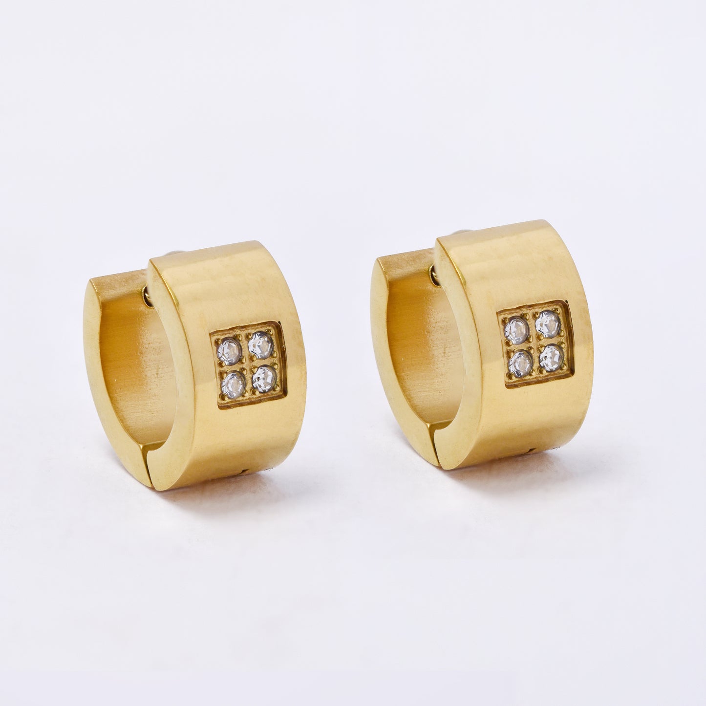 SSYE7277 - Steel 13mm x 7mm CZ huggie earring