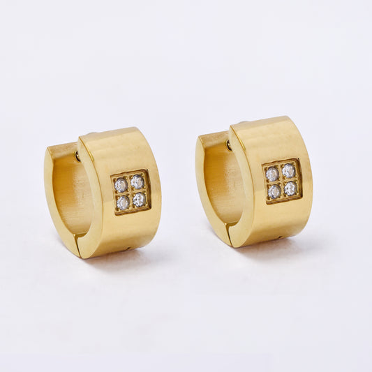 SSYE7277 - Steel 13mm x 7mm CZ huggie earring