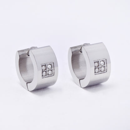 SSYE7277 - Steel 13mm x 7mm CZ huggie earring
