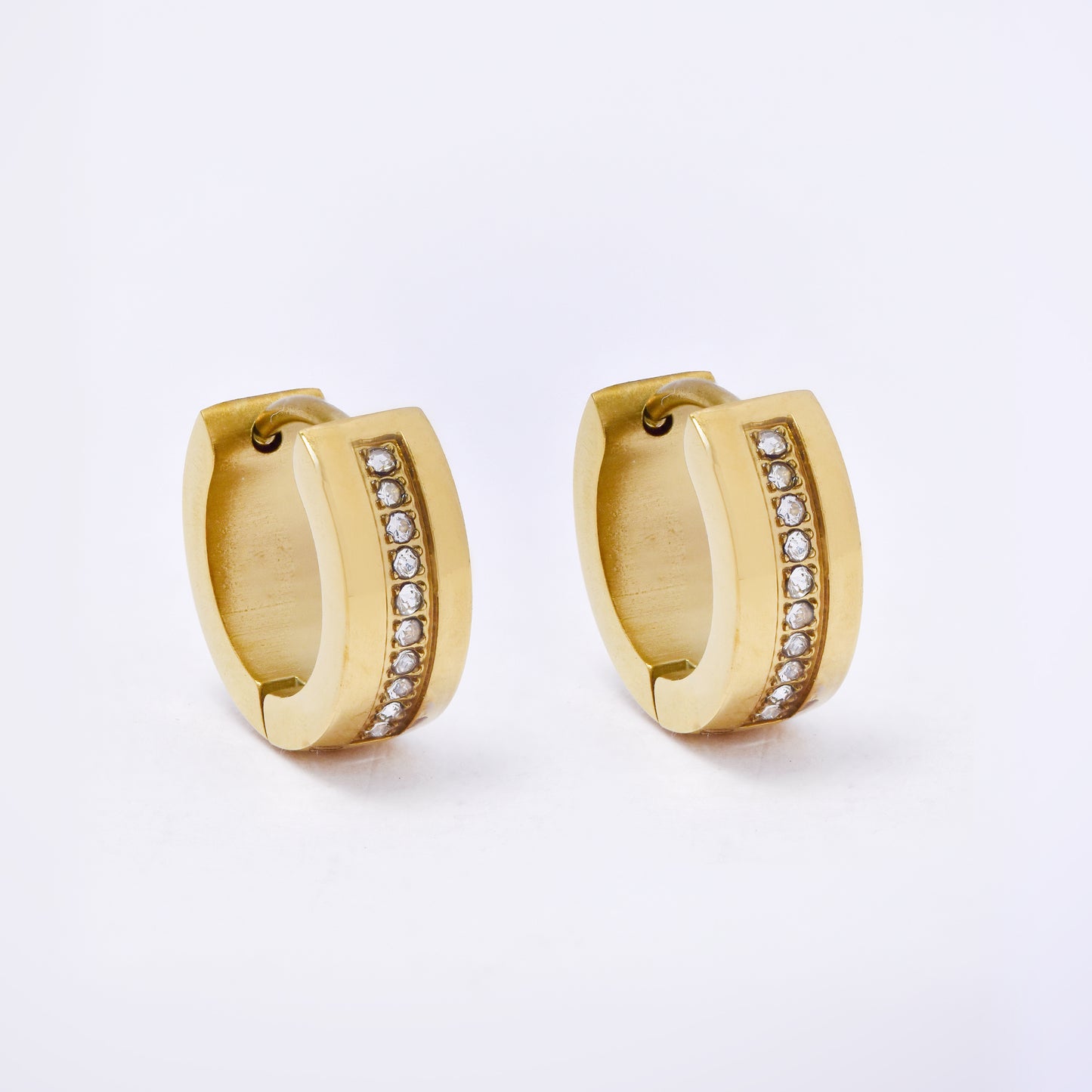 SSYE7278 - Steel 13mm x 5mm CZ huggie earring
