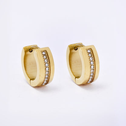 SSYE7278 - Steel 13mm x 5mm CZ huggie earring